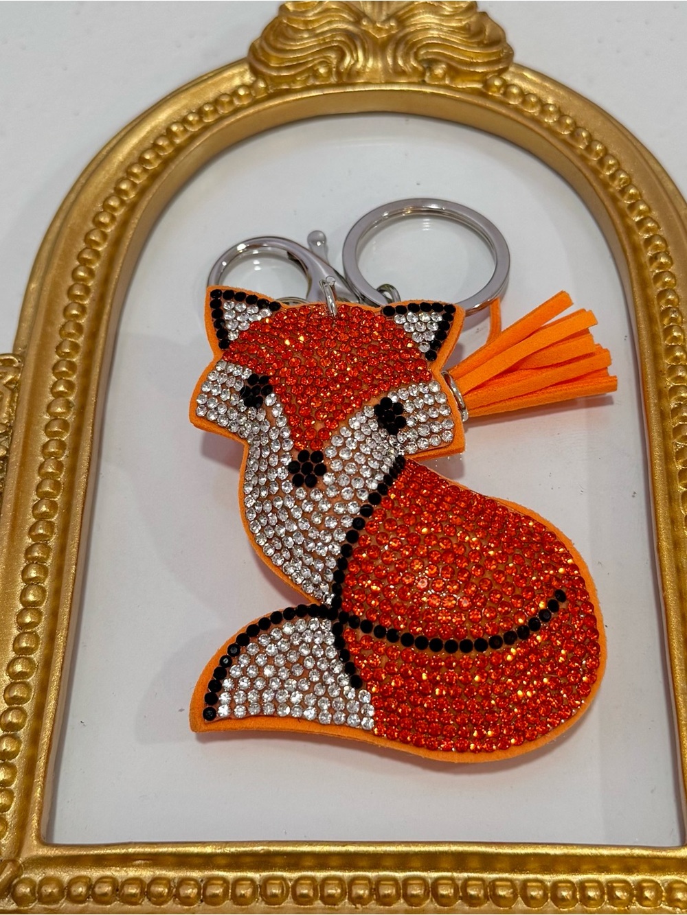 New Orange Crystal Fox Keychain